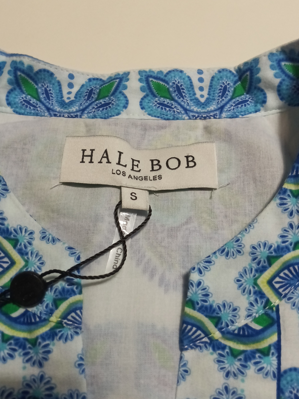 Hale Bob Leela Voile Mini Dress Blue Teal Paisley Tiered Flounce Sleeve Size S - Picture 11 of 14